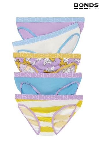 Bonds Purple Stripe Bikini Briefs 5 Pack (B71975) | £16