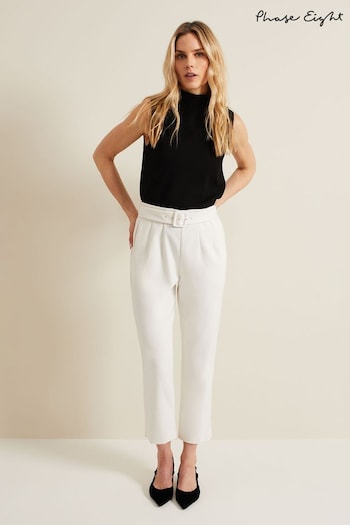 Phase Eight Cream Gaia Tapered Tailored Trousers (B71993) | £89