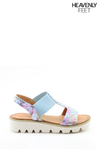 Heavenly Feet Floral Blue Ritz Litesoles Sandals (B72089) | £40