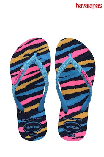Havaianas Kids Slim Blue Glitter Trendy Sandals (B72203) | £22