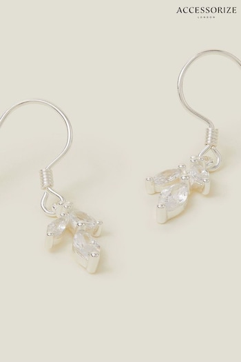 Accessorize Sterling Silver-Plated Sparkle Leaf Drop Earrings (B72237) | £16