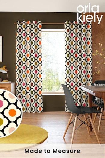 Orla Kiely Black Multi Spot Flower Made to Measure Curtains (B72261) | £91