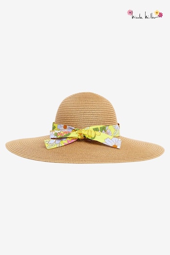 Nicole Miller Cream/Yellow Straw Sun Hat (B72490) | £23