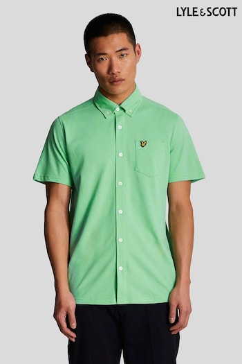 Lyle & Scott Green Short Sleeve Pique Shirt (B72538) | £65