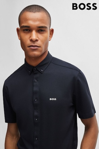 BOSS Blue Regular-Fit Shirt in Cotton Piqué Jersey (B72587) | £99