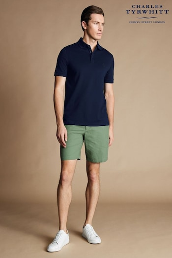 Charles Tyrwhitt Green Cotton Linen Shorts fit (B72678) | £50