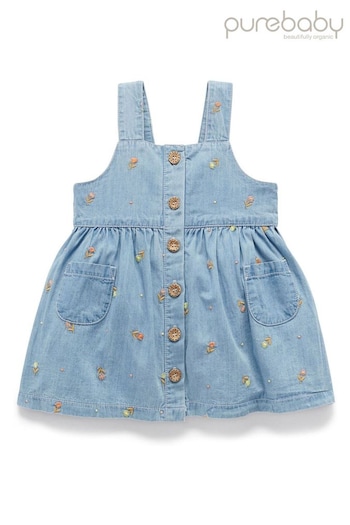Purebaby Blue Denim Embroidered Dress (B72727) | £38