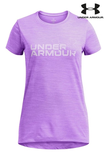 Under Armour Purple Tech Twist Wordmark Logo T-Shirt (B72731) | £22