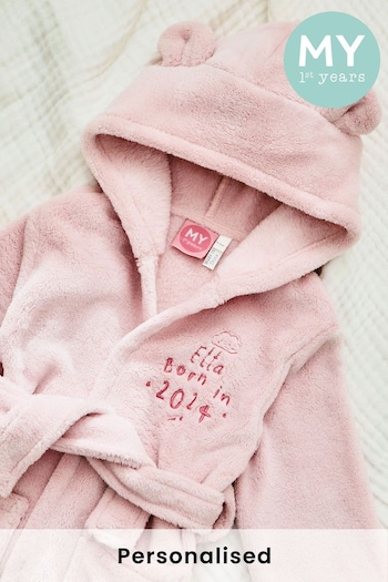 Personalised Born in 2024 Pink Fleece Robe with Ears by My 1st Years (B72752) | £28