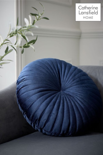 Catherine Lansfield Navy Blue Round Cushion Soft Touch Cushion (B72781) | £12