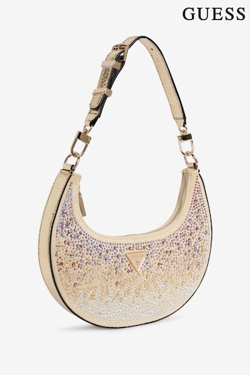 GUESS ntmlbk Small Lua Rhinestone Embellished Hobo Bag (B72843) | £110