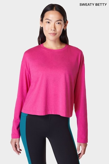 Sweaty Betty Beet Pink Essential Crop Long Sleeve T-Shirt (B72881) | £35