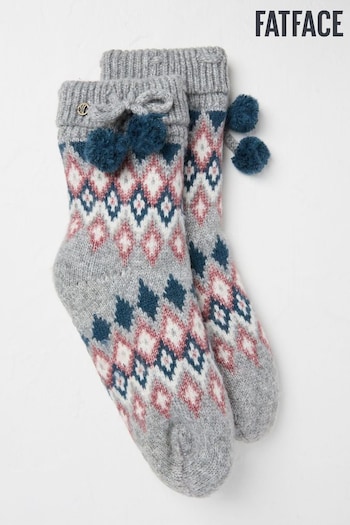 FatFace Grey Fairisle Pattern Bedsocks (B72997) | £25