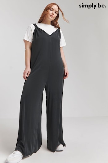 Simply Be Grey Knot Detail Wide Leg Jumpsuit (B73046) | £36