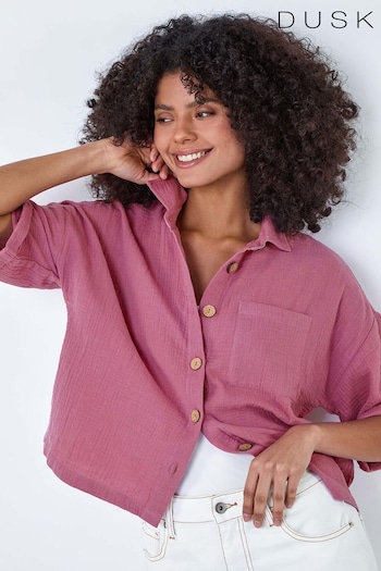 Dusk Purple Cotton Relaxed Button Shirt (B73130) | £28