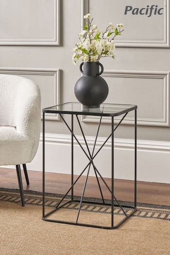 Pacific Glass and Black Roxy Metal Side Table (B73157) | £99.99