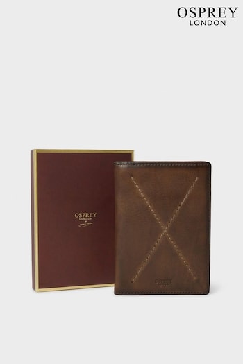 Osprey London The X Stitch Leather RFID Brown Passport Cover (B73163) | £45