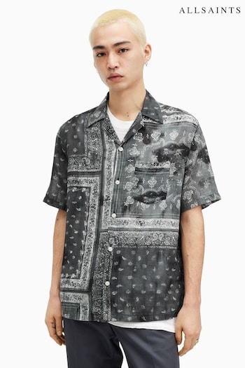AllSaints Black Tijuana Short Sleeve Shirt (B73172) | £119