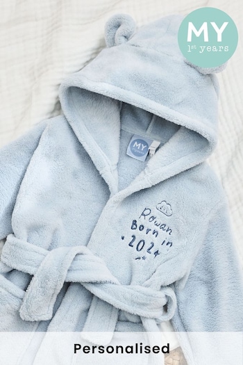 Personalised Born in 2024 Blue Fleece Robe with Ears by My 1st Years (B73204) | £28