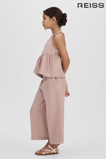Reiss Pink Dani Junior Linen Loose Fit Nabil Trousers (B73303) | £45