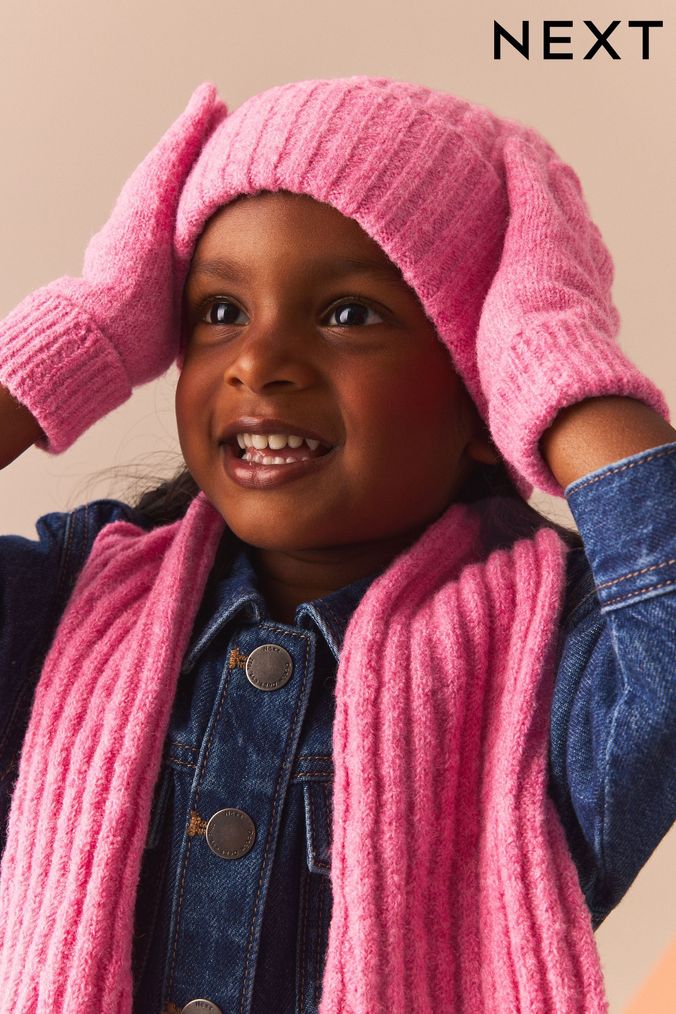 Girls pink hat and scarf discount