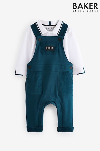 Baker by Ted Baker Teal Blue Dungaree And Polo Set (B73419) | £35 - £38