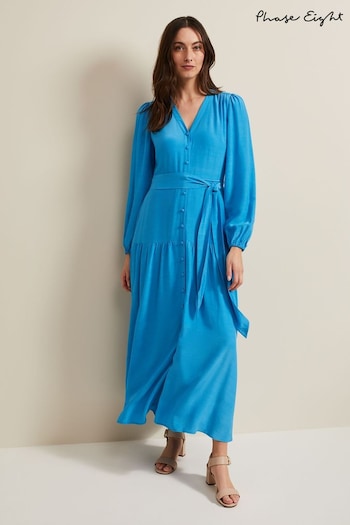 Phase Eight Blue Tori Button Through Maxi Dress (B73429) | £119