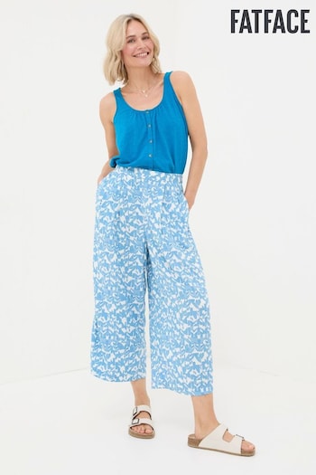 FatFace Blue Shirwell Med Geo Cropped Trousers Slim (B73505) | £42