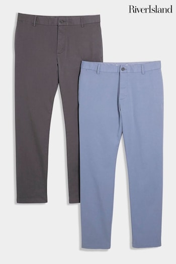 River Island Grey Grey Skinny Chino Trousers Multipack (B73540) | £50