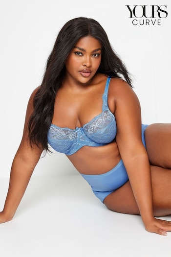 Blue Stretch Lace Non Padded Underwired Bra (B73632) | £22