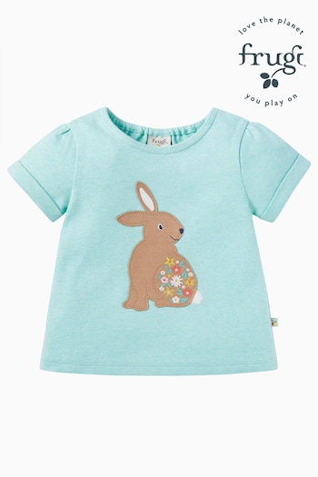 Frugi Green Mint Easter Rabbit Applique T-Shirt (B73634) | £20 - £22
