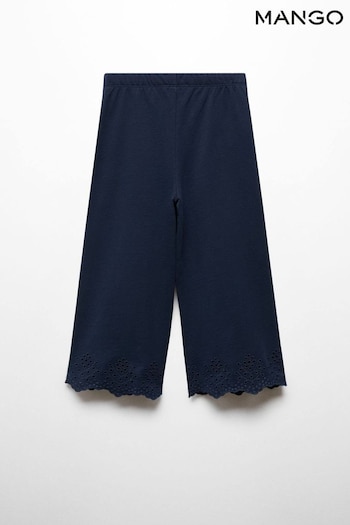 Mango Blue Embroidered Cotton houndstooth Trousers (B73643) | £18