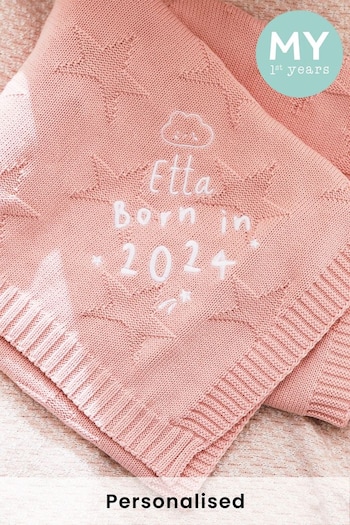 Personalised Born in 2024 Pink Star Jacquard Blanket by My 1st Years (B73649) | £32