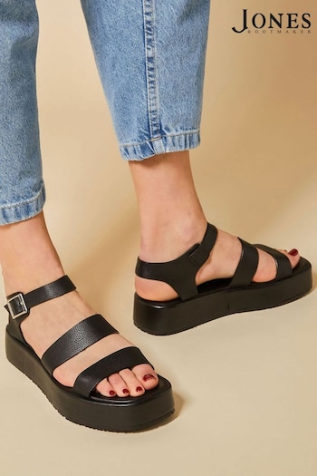 Jones Bootmaker Hailey Leather Platform Black Sandals (B73782) | £79