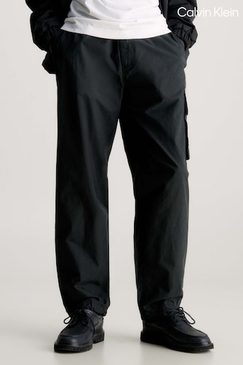 Calvin Klein Utility Cotton Poplin Black Trousers Faux (B73785) | £90