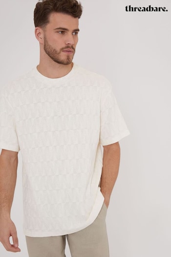 Threadbare White Relaxed Fit Textured Short Sleeve T-Shirt (B73787) | £20