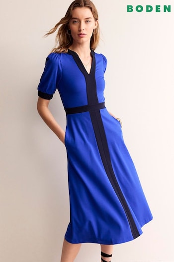 Boden Blue Petite Petra Puff Sleeve Ponte Dress (B73795) | £110