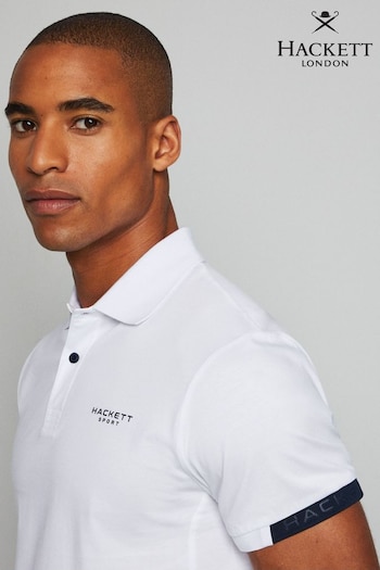 Hackett London Men Short Sleeve White Mirror Polo Shirt (B73806) | £130