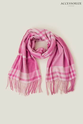 Accessorize Pink Bianca Check Blanket Scarf (B73814) | £24