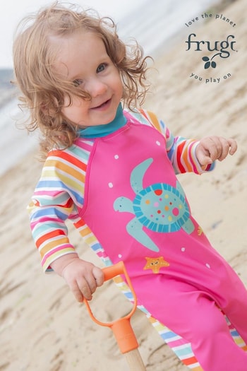 Frugi Pink Rainbow Stripe Little Sun Safe Suit (B73863) | £28 - £30