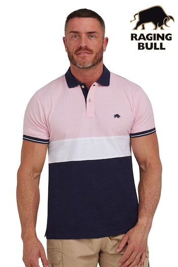 Raging Bull Pink Contrast Panel Pique Polo Shirt (B73878) | £54 - £59