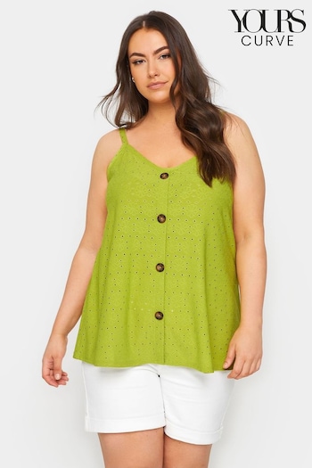 Yours Curve Green Button Front Broderie Vest (B73886) | £20