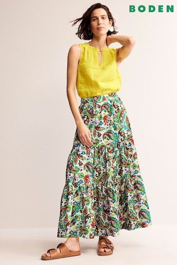 Boden Green Lorna Tiered Maxi Skirt (B73898) | £98