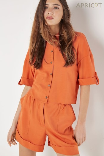 Apricot Orange Woven Cropped Shirt (B73958) | £35