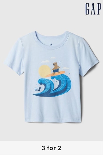 Gap Blue Surf Graphic Short Sleeve Crew Neck Baby T-Shirt (Newborn-5yrs) (B73992) | £8