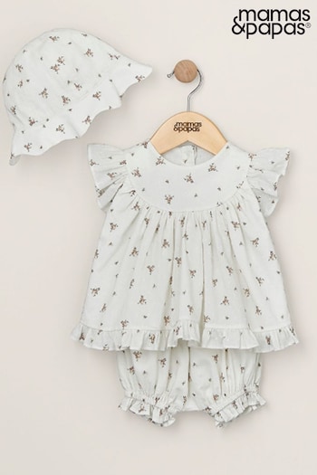 Mamas & Papas Cream Floral Print Outfit Dresses (B74052) | £35