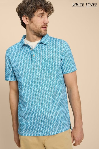 White Stuff Blue/White Pineapple Printed Polo Shirt (B74068) | £38