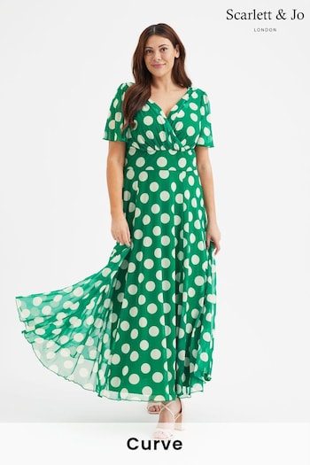 Scarlett & Jo Green Isabelle Angel Sleeve Maxi Dress (B74133) | £95