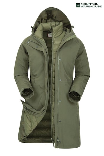 Mountain Warehouse Green Womens Alaskan 3 In 1 Long Coat (B74180) | £175