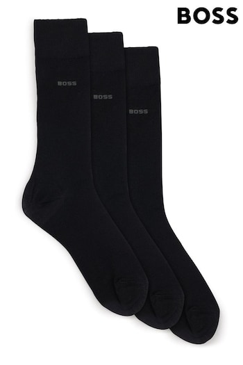 BOSS Black Cotton-Blend Socks 3 Pack In A Regular Length (B74259) | £20